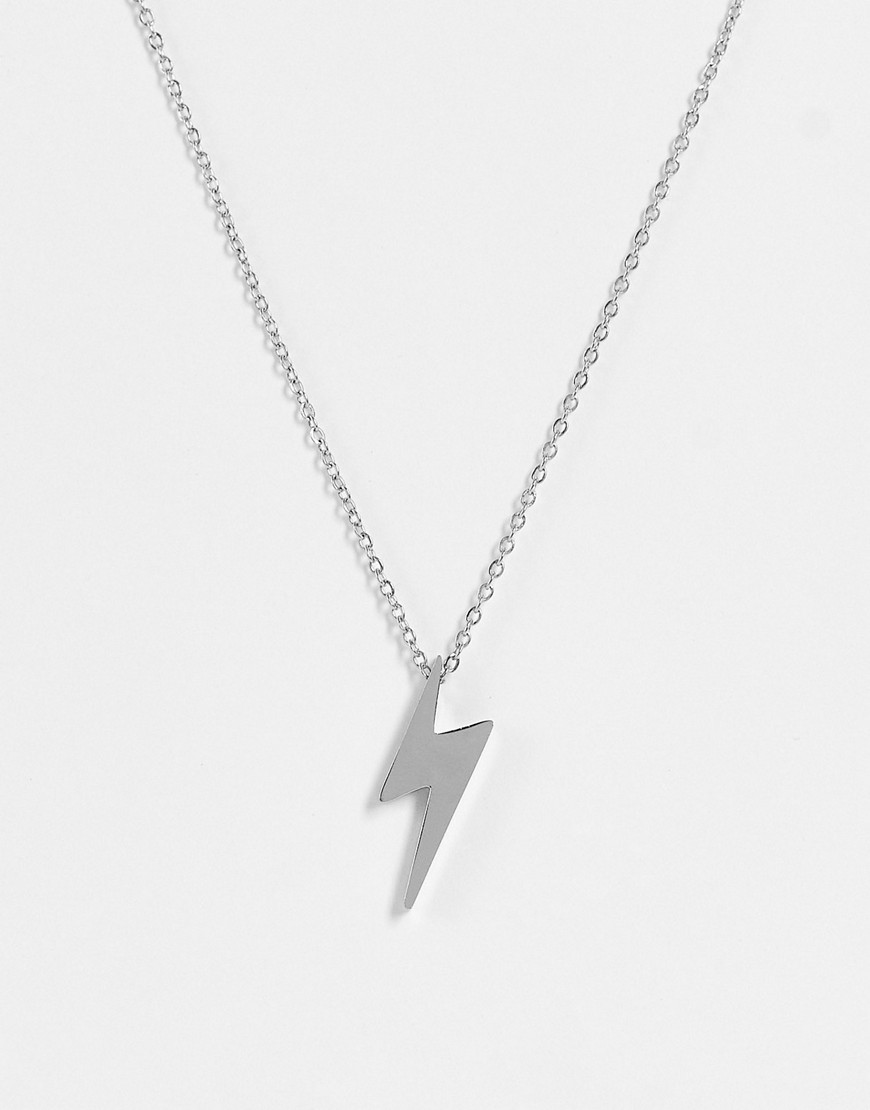 Icon Brand Stainless Steel Lightning Bolt Necklace In Silver