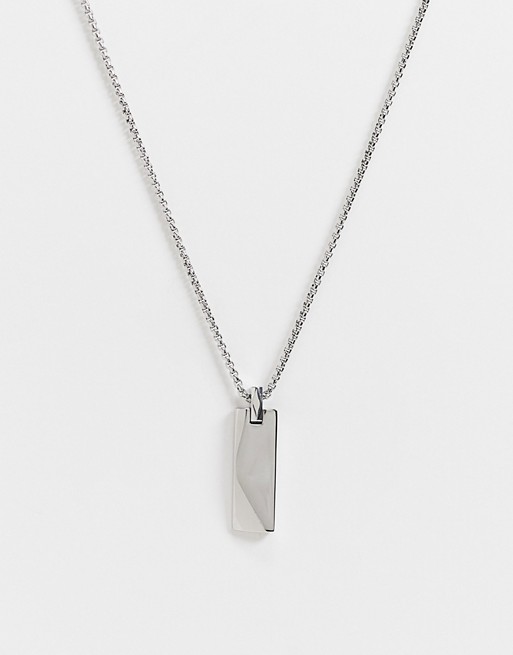 Icon Brand stainless steel rectangle pendant in silver