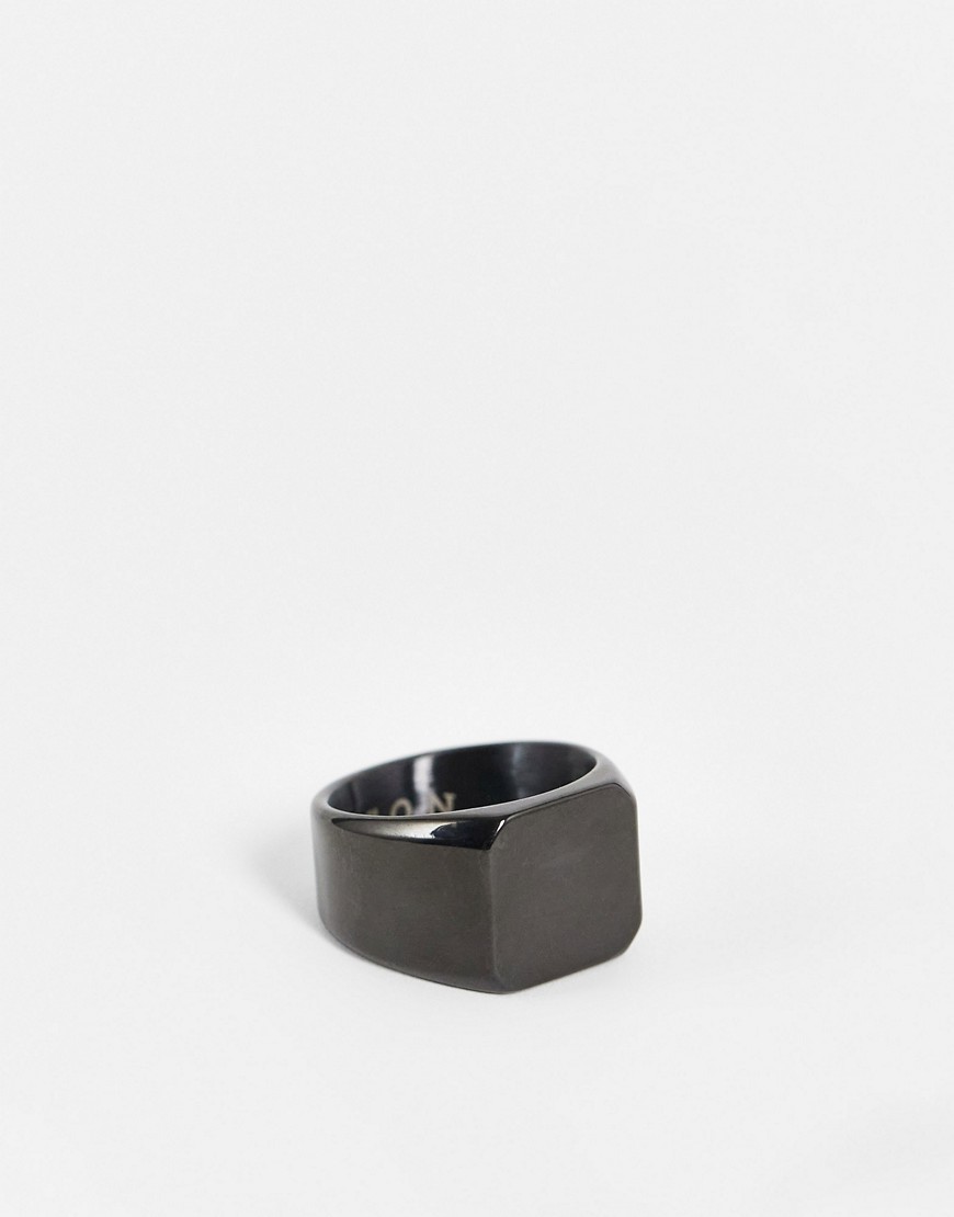 Icon Brand Stainless Steel Rectangle Signet Ring In Black