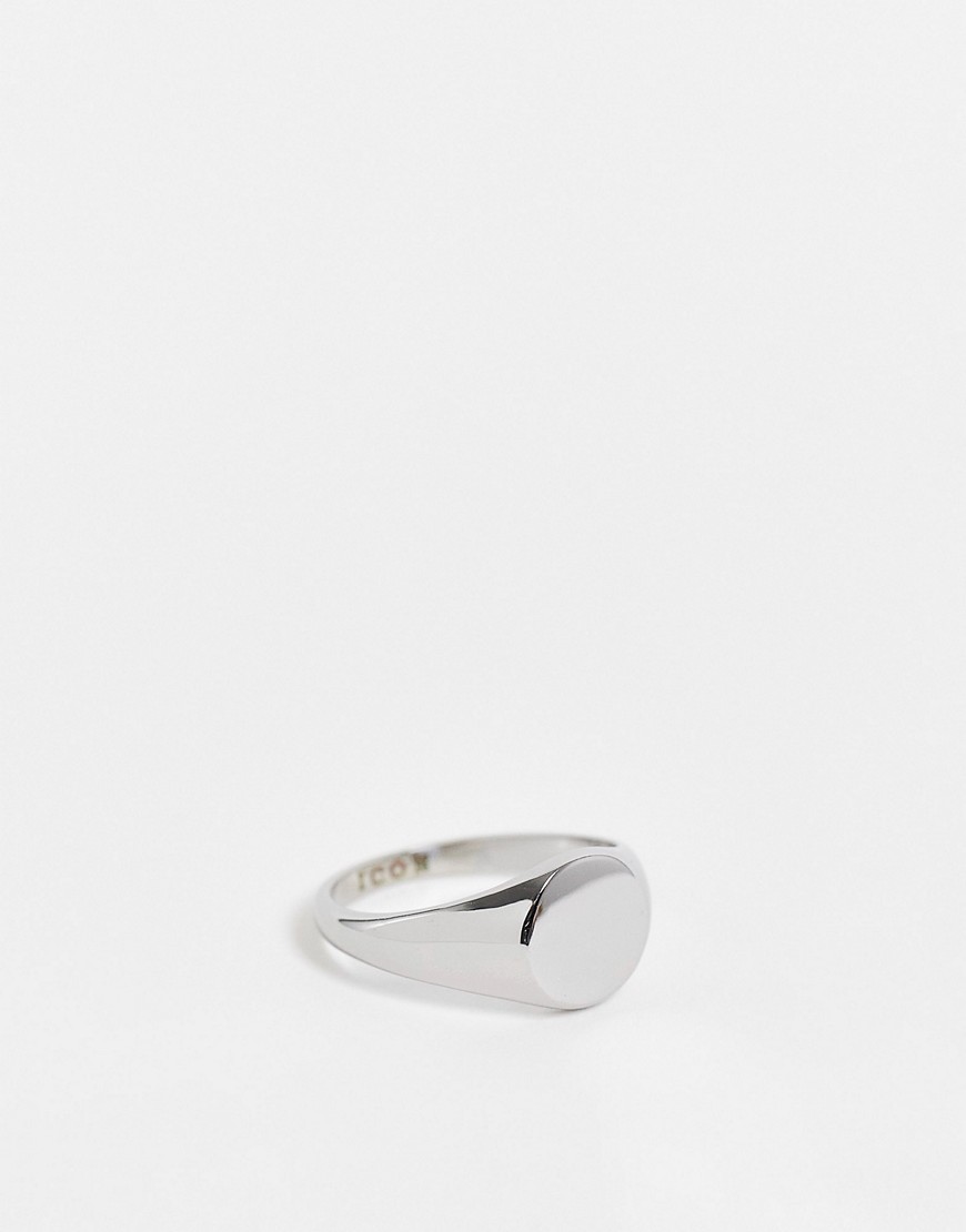 Icon Brand Stainless Steel Round Signet Ring In Silver