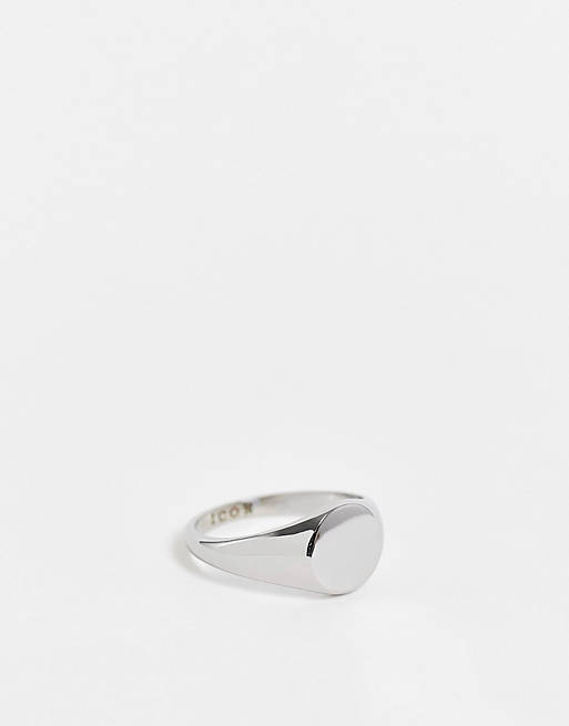 Jewellery Icon Brand stainless steel round signet ring in silver 