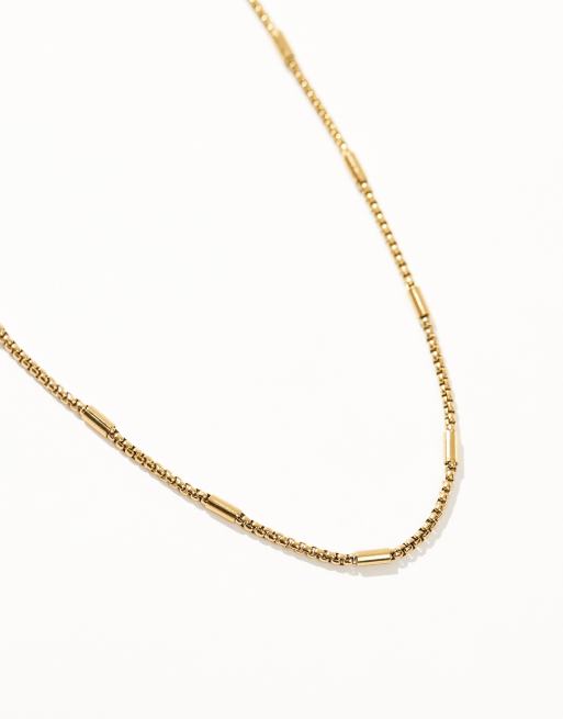 Icon Brand stainless steel rounded box station chain in 14ct gold ...