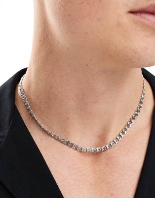 stainless steel scroll chain necklace in silver