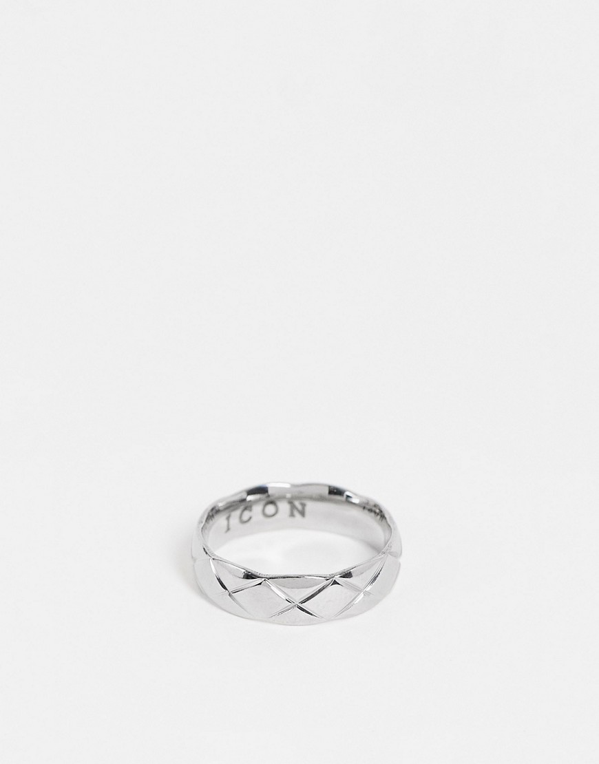 Icon Brand stainless steel textured band ring in silver