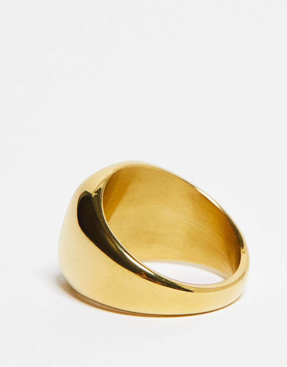Icon Brand stainless steel vintage star signet ring in gold 0