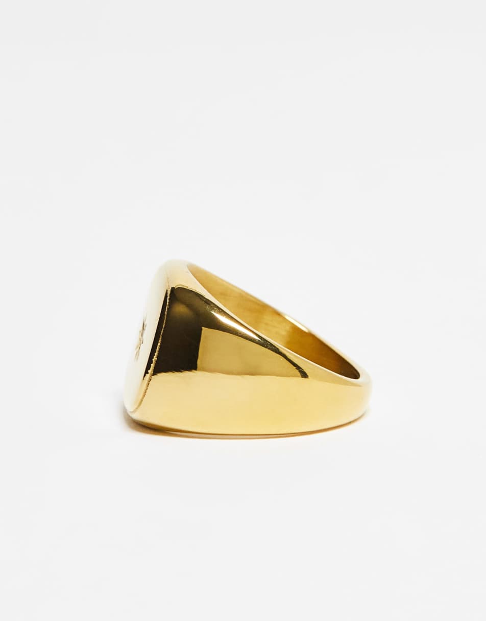 Icon Brand stainless steel vintage star signet ring in gold 2