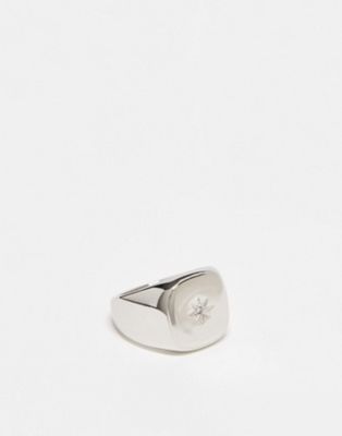 Icon Brand stainless steel vintage star signet ring in silver