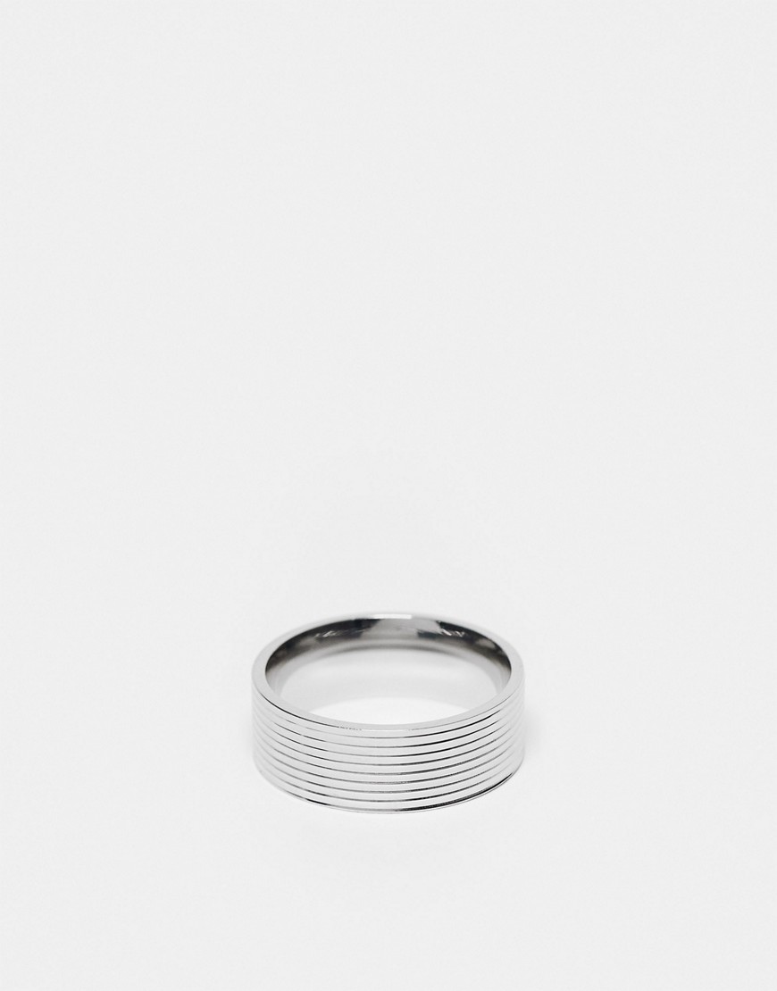 Icon Brand stainless steel wide groove band ring in silver
