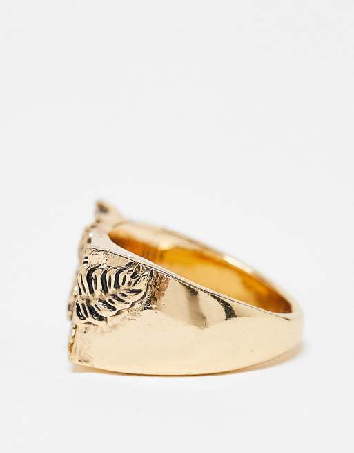 Icon Brand stealth signet ring in gold | ASOS