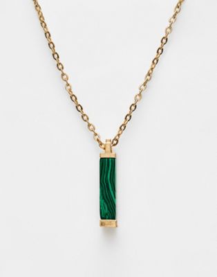 Icon Brand stone bar pendant necklace in emerald and gold