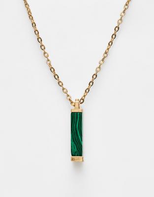 Icon Brand stone bar pendant necklace in emerald and gold - ASOS Price Checker