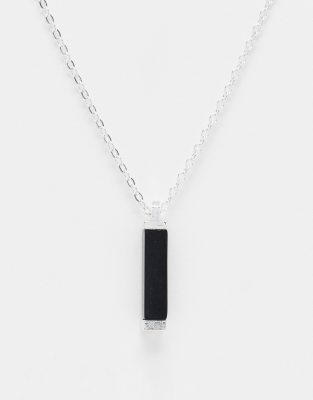 Icon Brand stone bar pendant necklace in silver and black  - ASOS Price Checker