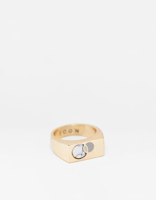 Icon Brand stone detail signet ring in gold