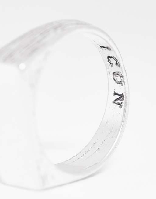 Icon Brand stone engraved signet ring in silver | ASOS