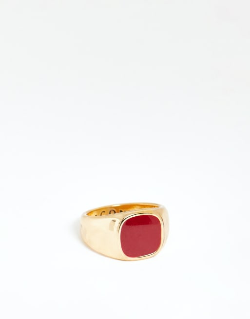 Icon Brand - Sunday - Anello con sigillo color oro smaltato