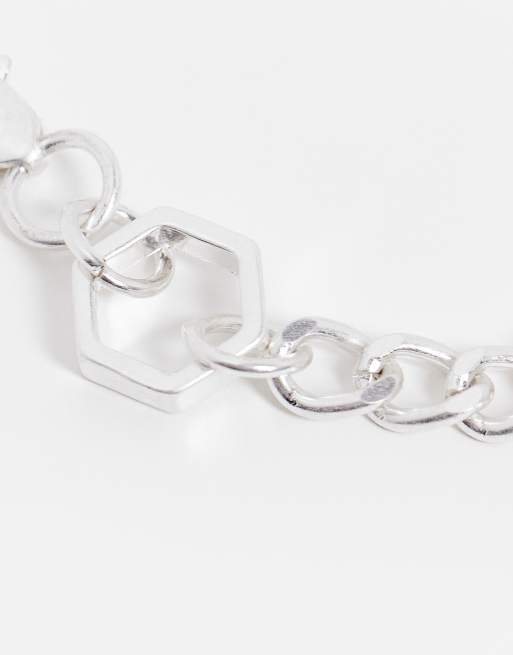 Icon Brand – Sunday – Armband in Silber-Optik mit sechseckigem Detail, 3 von 4