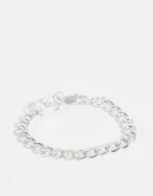Icon Brand - Sunday - Braccialetto con esagono e catena color argento