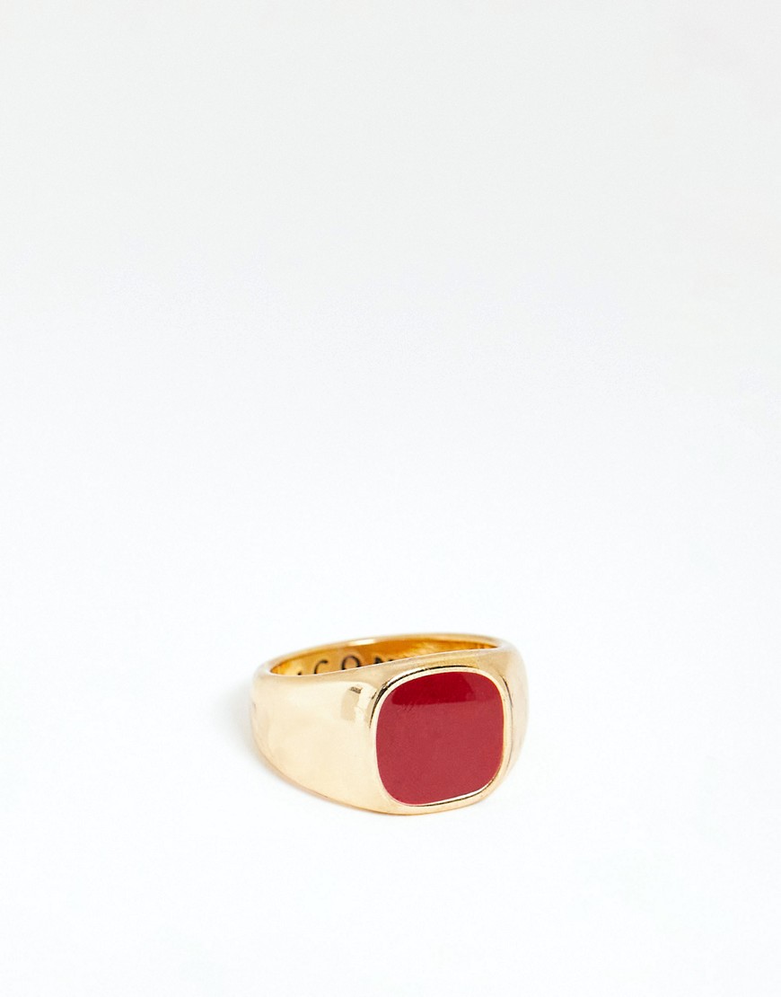 Icon Brand Sunday Enamel Signet Ring In Gold