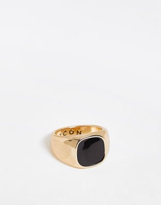 Icon Brand sunday enamel signet ring in gold - ASOS Price Checker