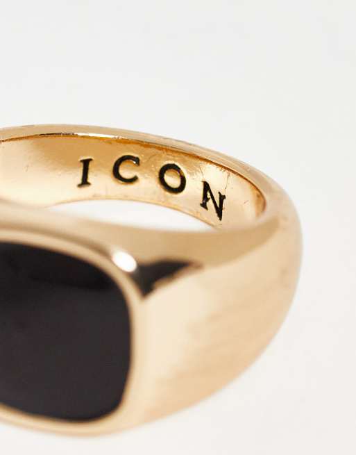 Icon Brand sunday enamel signet ring in gold | ASOS