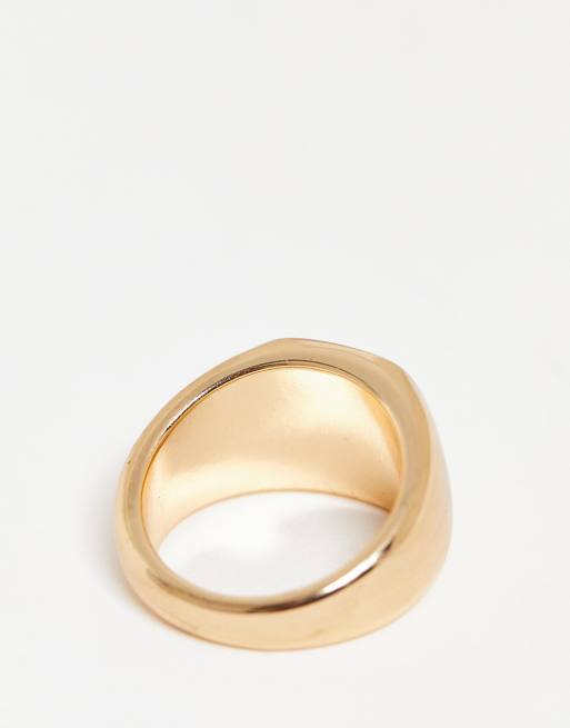 Icon Brand sunday enamel signet ring in gold | ASOS