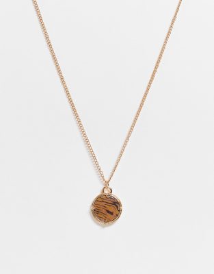 Icon Brand sunday composite necklace in gold - ASOS Price Checker