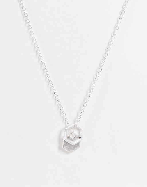 Icon Brand – Sunday – Silverfärgat halsband med hexagon-hängen