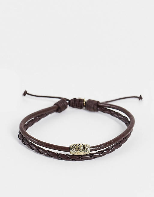 Icon Brand tiger bead bracelet in brown