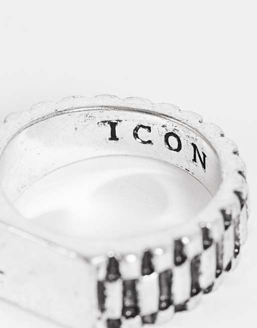 Icon Brand tread signet ring in silver | ASOS