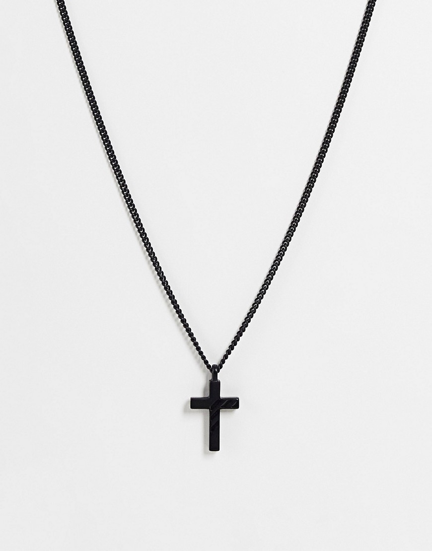 Icon Brand Varsity Cross Pendant Necklace In Black