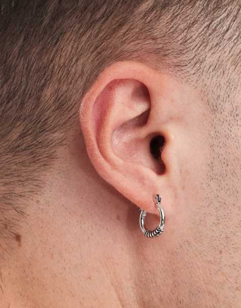 Icon Brand wrapped hoop earrings in silver - view 1