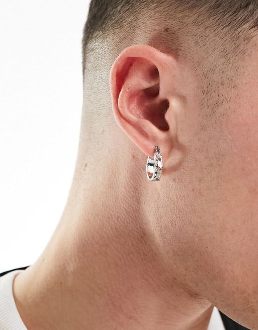 Icon Brand - Zeshoekige oorbellen in zilver 