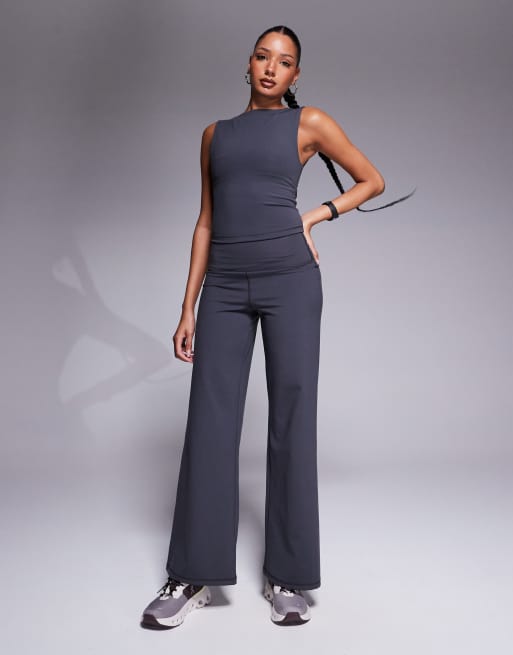 Icon soft touch boat neck tank with inner bra in iron grey | ASOS