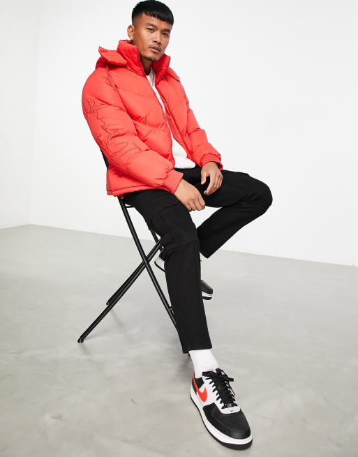 Asos red puffer store