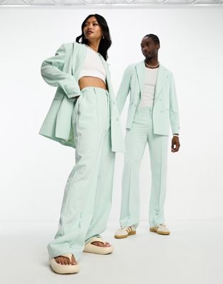 IIQUAL unisex straight leg trousers co-ord in mint - ASOS Price Checker