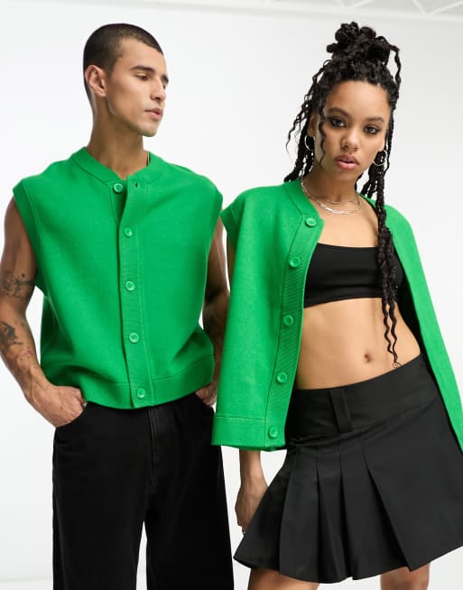 Green deals sleeveless cardigan