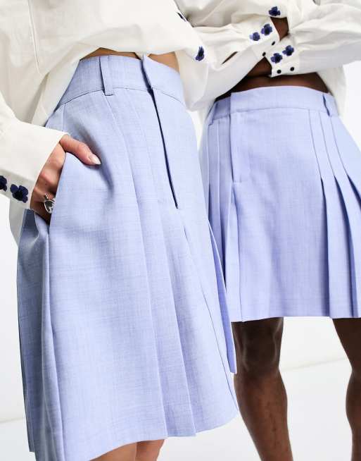 Light blue pleated outlet skirt cheap