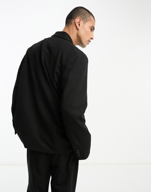 IIQUAL - Unisex - Sort dobbeltradet skræddersyet blazer - Del af sæt, 2 af 4