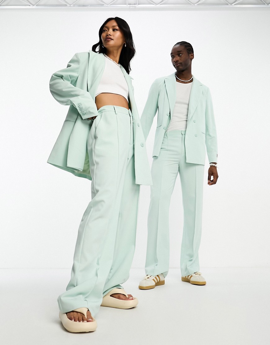 IIQUAL unisex straight leg trousers co-ord in mint-Green