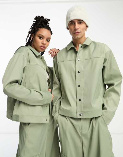IIQUAL - Ensemble unisexe avec veste utilitaire et pantalon cargo ample - Vert sauge, 2 de 3
