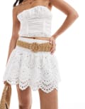 [Iisla & Bird] Iisla & Bird broderie layered tiered mini beach skirt in white 10 White