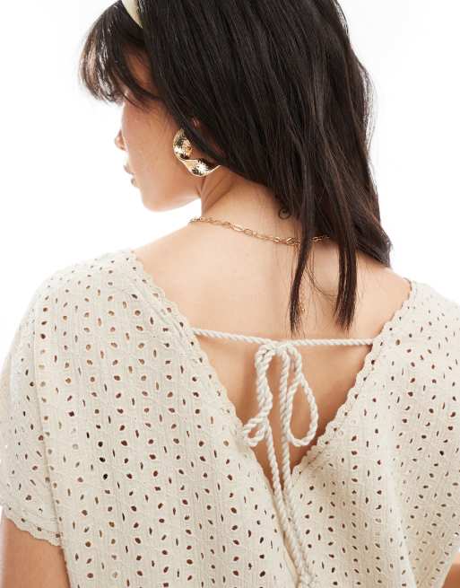 Iisla & Bird broderie mini beach dress in cream, 2 of 4