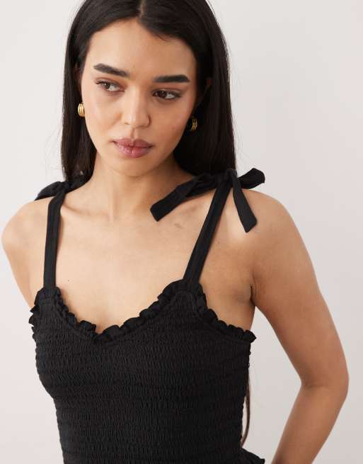 Iisla & Bird - Crop top nero con laccetti, 3 di 4