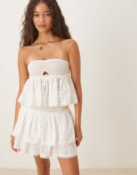 Iisla & Bird - Ensemble de plage froncé en broderie anglaise - Blanc - view 1