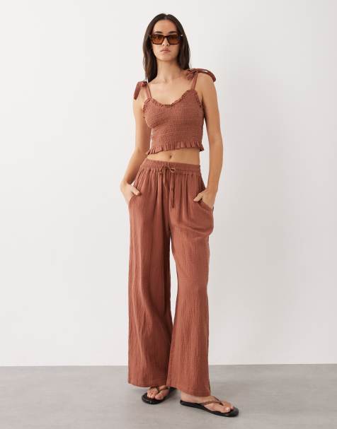 Iisla & Bird - Ensemble pantalon et caraco à détail noué - Moka - view 1