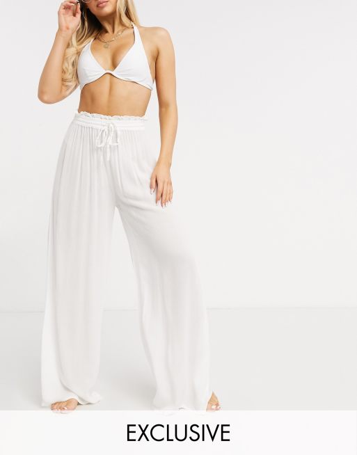 White linen beach deals trousers