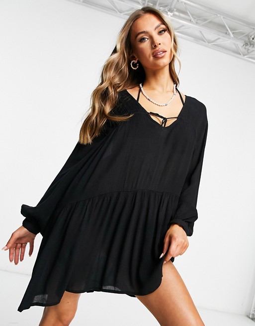 Iisla & Bird Exclusive mini beach swing dress in black