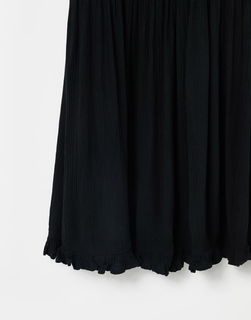 Iisla & Bird Exclusive mini shirred beach summer dress in black  , 4 of 4