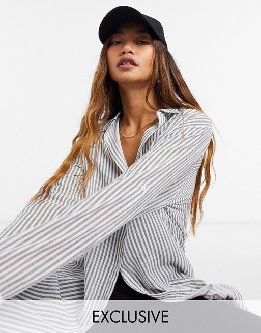 Iisla & Bird Exclusive striped shirt in black and white stripe