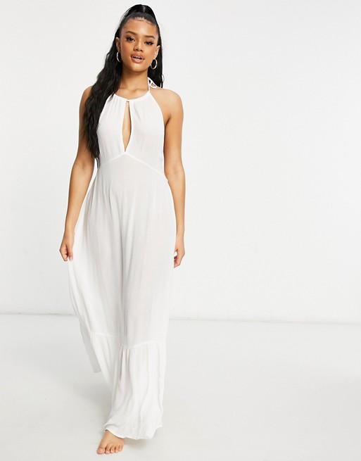 Iisla & Bird Exclusive tiered beach maxi dress in white